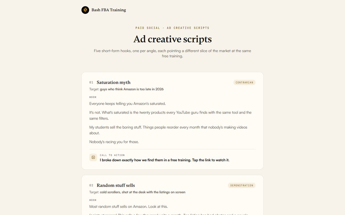 Ad creative scripts preview